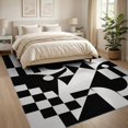 thumbnail image 3 of ODIKA 8'x10' Washable Area Rug Black White Geometric Abstract Art Design Elegant Contrasts in a Modern for Dining Room, Large Office, Lounge, Non-Slip Chair-Friendly Mat, 3 of 7