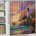 thumbnail image 5 of Rustic Coastal Lighthouse Rudder Shower Curtain Set 4 Pcs, Abstract Ocean Shell Compass Pirate Ship Bathroom Curtains Non-Slip Rugs Bath Mat Toilet Lid Cover-72 W X 72" L, 5 of 8