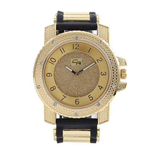 Charles Raymond Iced out Oversized Hip Hop Bullet Rubber Band Mens Wristwatch, that shows your Lust for Life - GJM0586