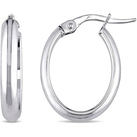 Asteria 10kt White Gold Oval Hoop Earrings Asteria 10kt White Gold Oval Hoop Earrings