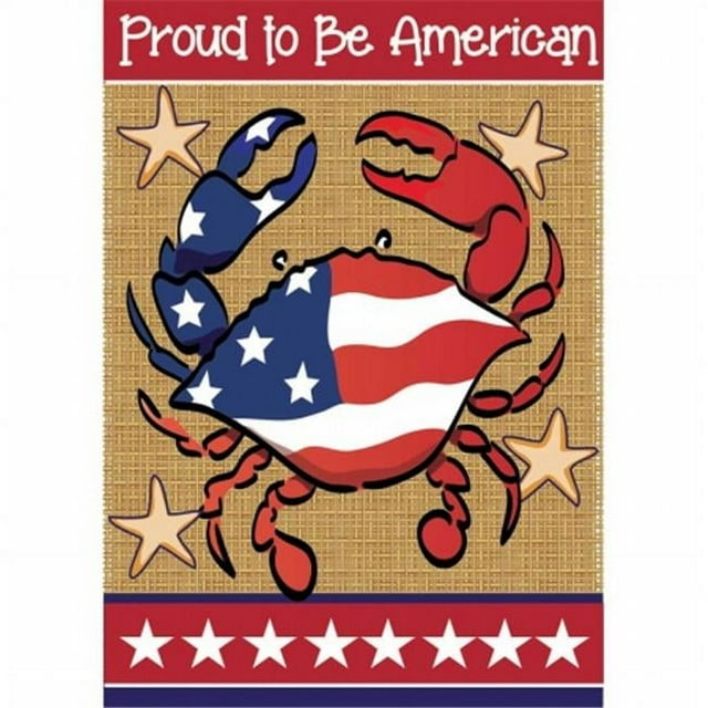 Jozie B 902 Burlap Proud to Be American Flag, Large