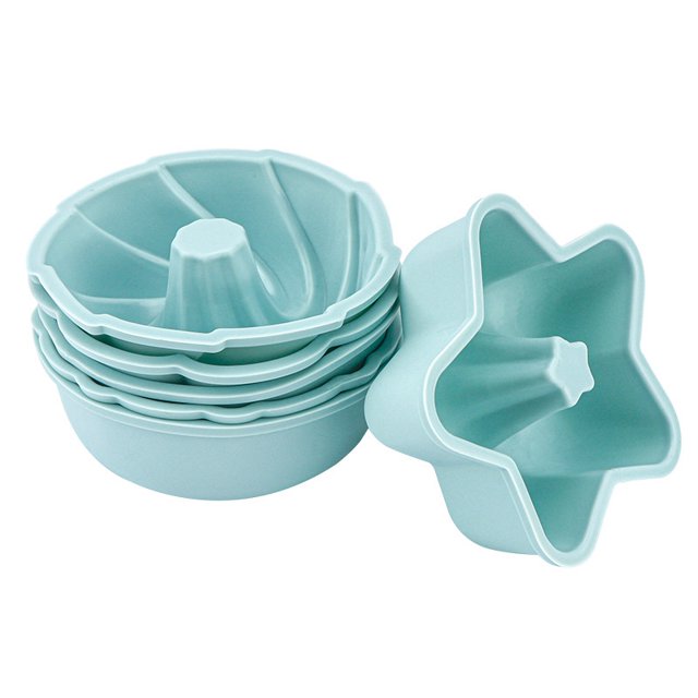 Coofit Muffin Cake Mold Silicone 6PCS DIY Professional Soft Egg Tart Molds Pudding Mold