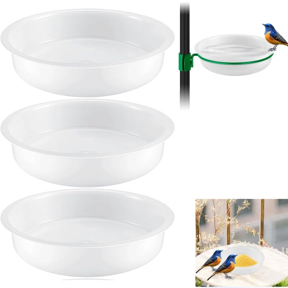 Plastic Birds Seed Feeder Yahome 6 Pcs Round Birdbath Accessories Water Dish Feeding Station Tray Wild Bird Seed Feeder for Feeding & Attracting Wild Oriole Goldfinch Hummingbird