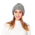 thumbnail image 1 of Gorro de punto cálido de invierno para mujer, gorro de lana de color sólido, gorro cálido con protección para los oídos (gris) BRILLAR Rojo Verde, 1 of 4