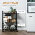 thumbnail image 4 of HOMCOM 3-Tier Rolling Kitchen Cart with 2 Pull-Out Baskets & Side Hooks, 4 of 10