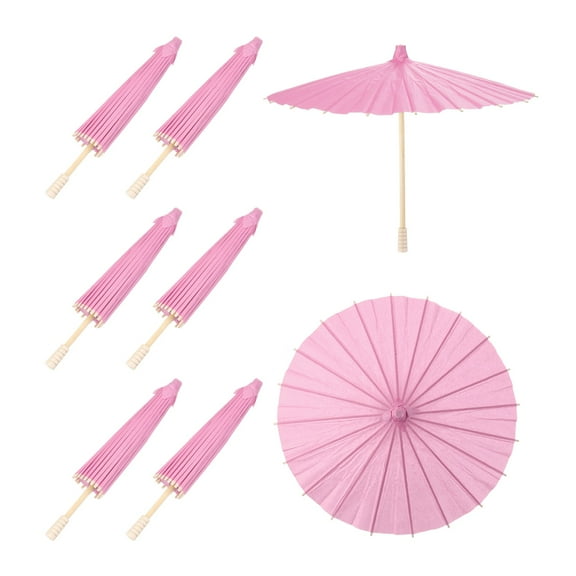 6 Pcs Paper Umbrellas ,12" Paper Parasol Umbrella for Craft,Pink