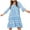 Blue Womens Summer Dress, variant on USSUMA Sundresses for Women Casual Summer Loose Flowy Knee Length Ethnic Style Print Midi Womens Shirt Dresses Beach V Neck 3/4 Sleeve Plus Size Wedding Guest Sun Dress