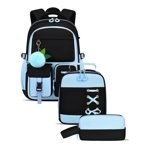 3-Piece Large Capacity Backpack Set with Lunch Bag and Pencil Case, Waterproof Laptop Bookbag for Travel and Daily Commute, Lightweight Computer Daypack for Men Women, Great for Work Weekend Trips