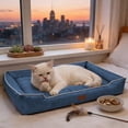 thumbnail image 3 of Waterproof Dog Bed for Small Dogs Non-Slip Plush Bolster Mat Indoor Outdoor Pet Bed for Cats and Puppies up to 25 lbs, 27.5"x19.5" Gray, 3 of 5