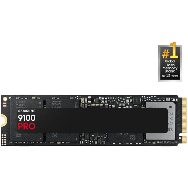 SAMSUNG SSD 9100 PRO 1 to, PCIe 5.0x4 M.2 2280, Vitesses de Lecture Sq. jusqu'à 14 800 Mo/s, Idéal pour l'Informatique IA, le Jeu et les Postes de Travail Robustes (MZ - VAP1T0B/AM)