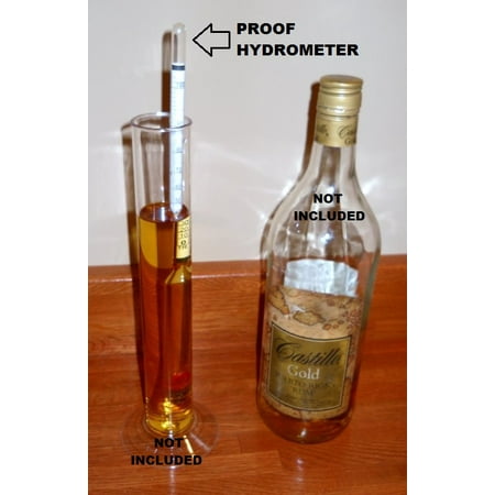 PROOF & TRALLE % ALCOHOL HYDROMETER for DISTILLED SPIRITS and MOONSHINE