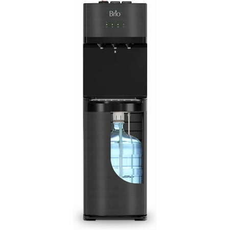 Self Cleaning Bottom Loading Water Cooler Dispenser – Black Stainless Steel - 3 Temperature Settings Hot, Room & Cold