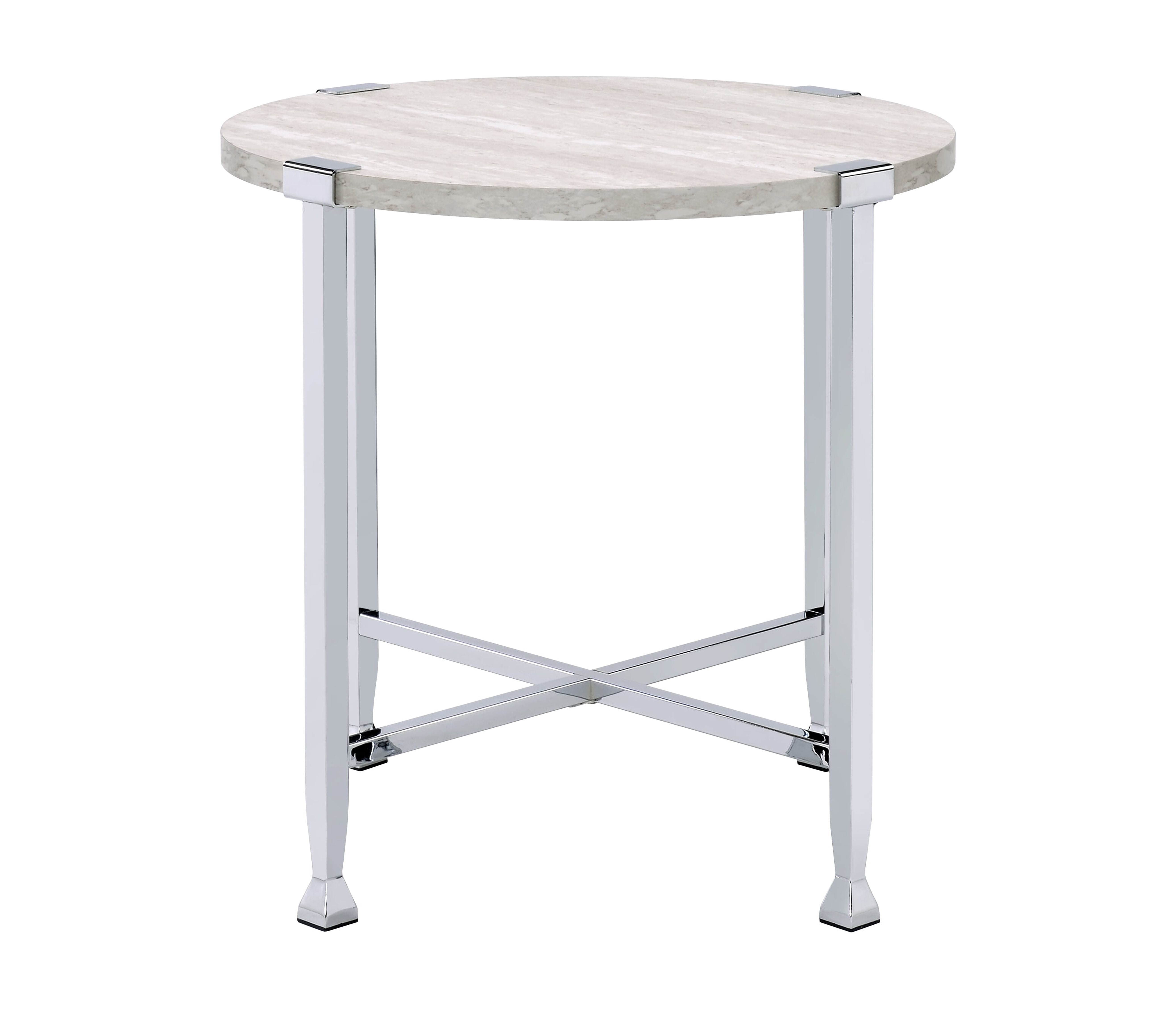 End Table White Oak & Chrome Finish