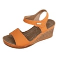 thumbnail image 6 of Platform Sandals Women Cork Slingback Wedges Open Toe Heels Comfortable Arch Support Summer Beach Orthopedic Shoes Orange Size 7, 6 of 6