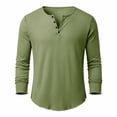 thumbnail image 5 of HOMADLES Men's Long Sleeve Henley Shirt Relaxed Fit Button Shirt Solid Color Lightweight Casual Tops Army Green Size S, 5 of 6
