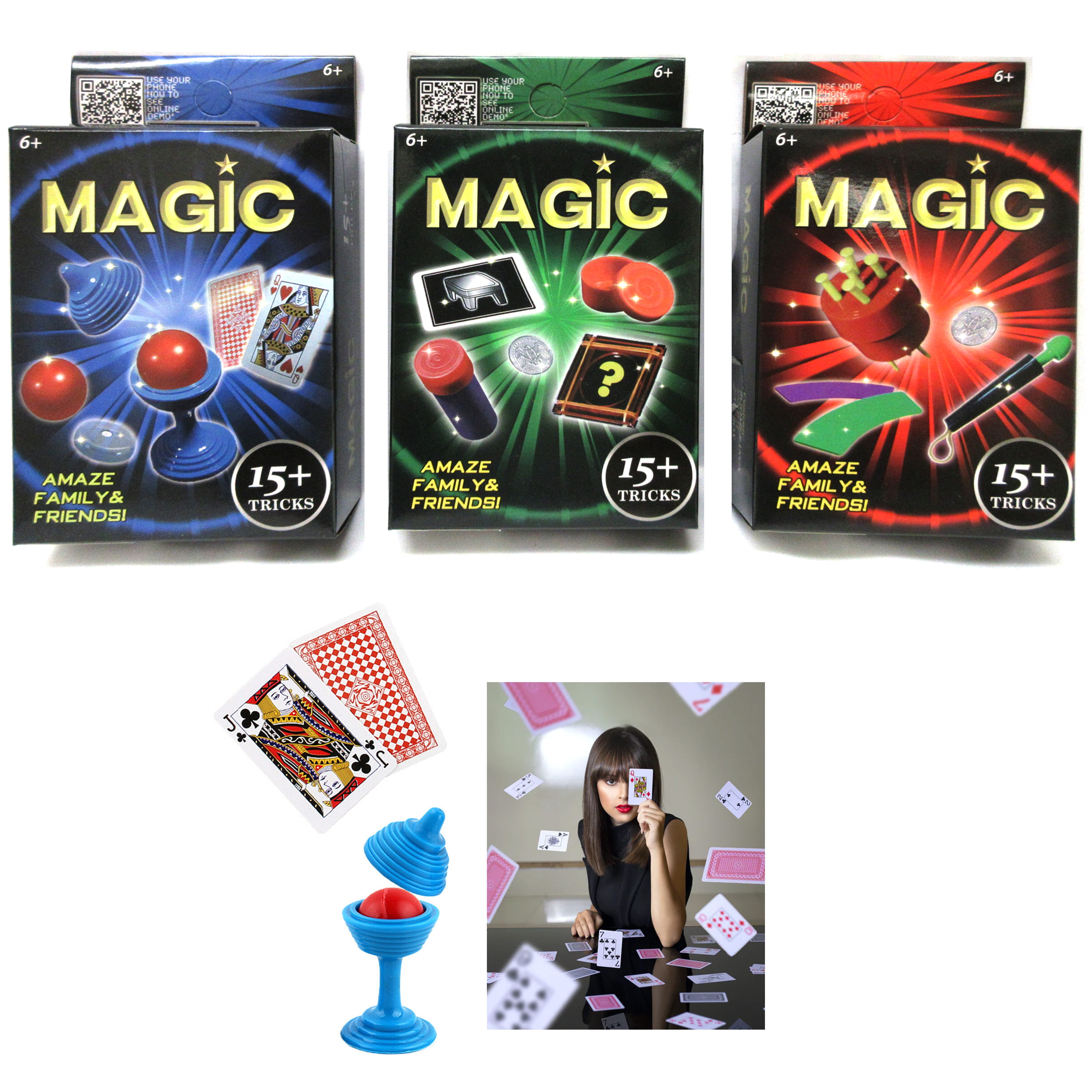 3 Packs Magic Tricks Game Set Kids Children Fun At Home Cards Puzzle