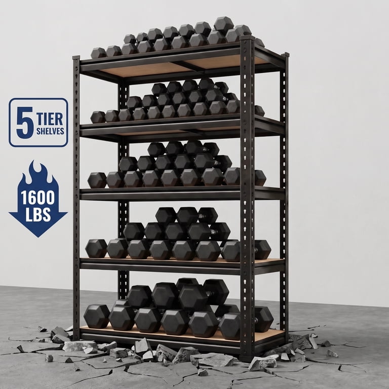 TrumanPick 5-Tier Adjustable Garage Shelves, 1600 lbs Capacity photo 4