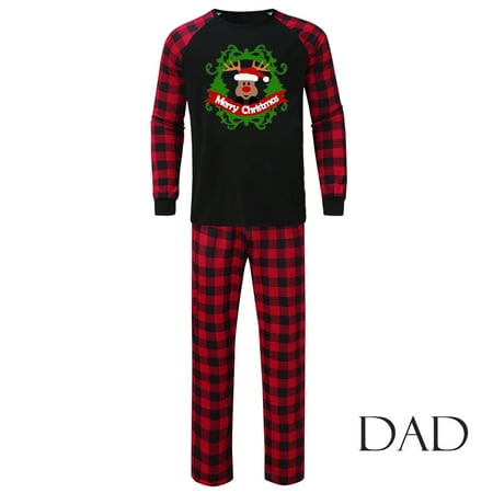 

Kiplyki Christmas Family Matching Outfits Clearance Man Daddy Plaid Print Blouse Tops+Pants Clothes Pajamas
