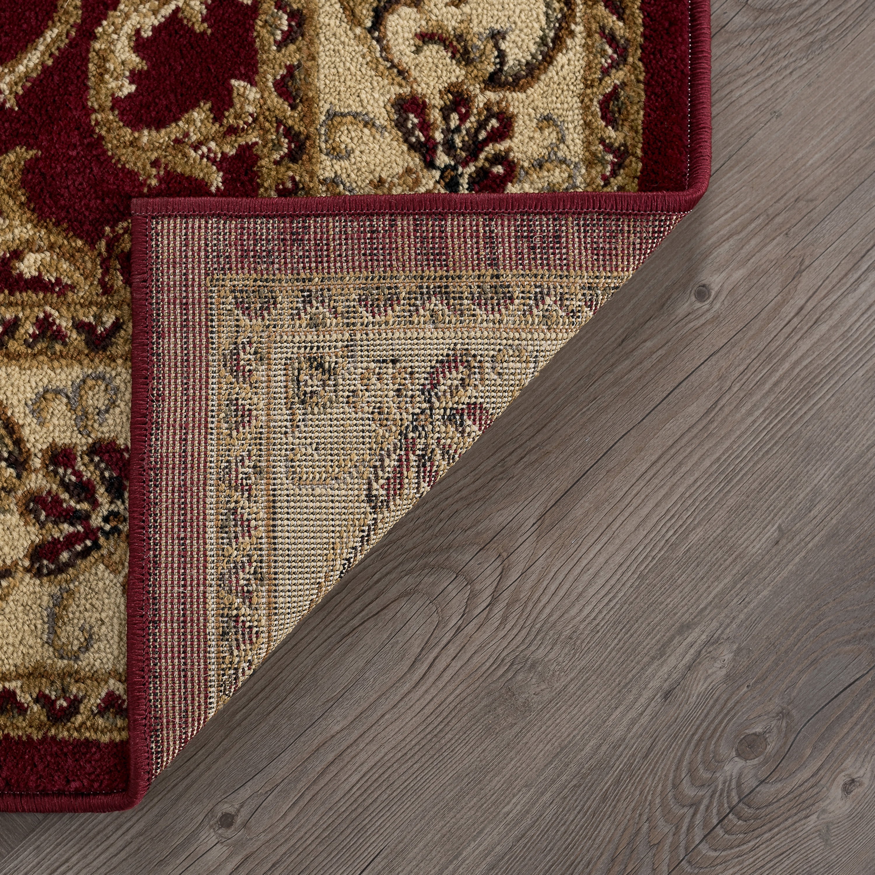 Transitional 9x13 Area Rug (8'9'' x 12'3'') Oriental Red, Beige Living Room Easy to Clean