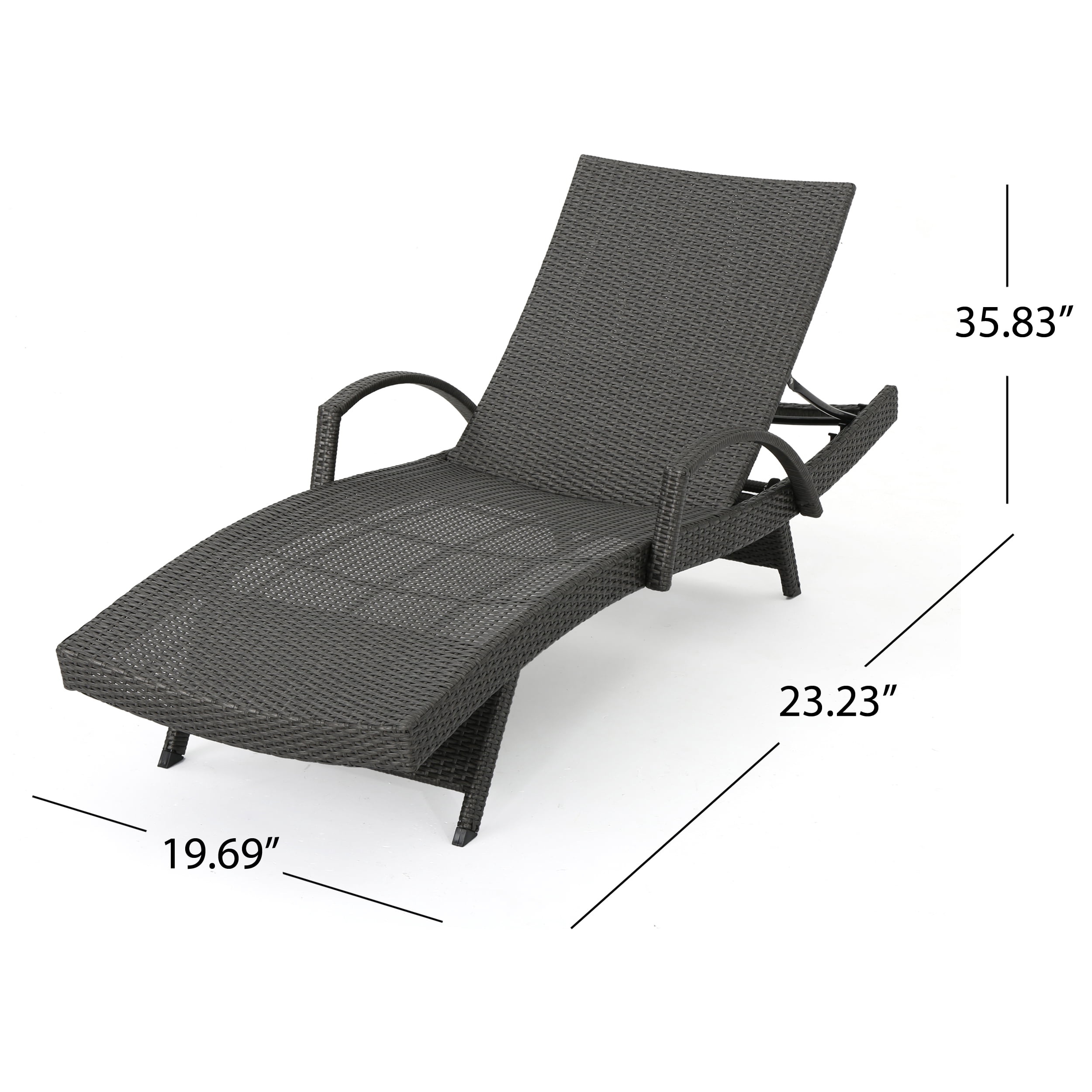 Noble House Salem Outdoor Patio Chaise Lounge Set w/Coffee Table in Gray Wicker