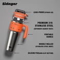 thumbnail image 6 of Sidagar 32 oz Stainless Steel Insulated Tumbler with Push-Button Lid and Handle, Orange, 6 of 8