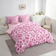thumbnail image 3 of Feelyou Pink Cheetah Print Bedding Comforter Set 7 Pieces, Glitter Sequin Diamond Full Bedding Set, Teens Adult Kid Reversible Fitted Sheet Flat Sheet, Lightweight Room Decor, 3 of 7