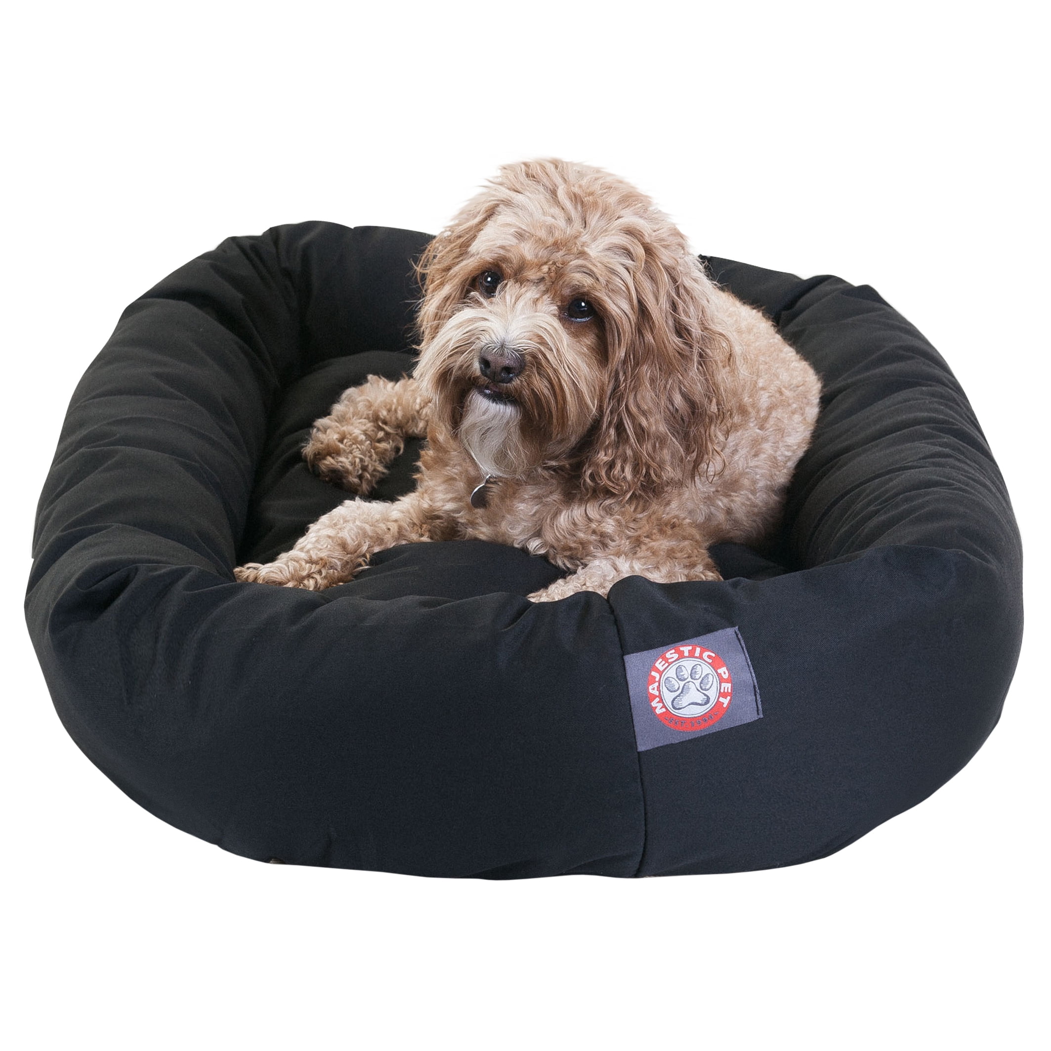 Majestic Pet Solid Poly/Cotton Bagel Dog Bed Machine Washable Black