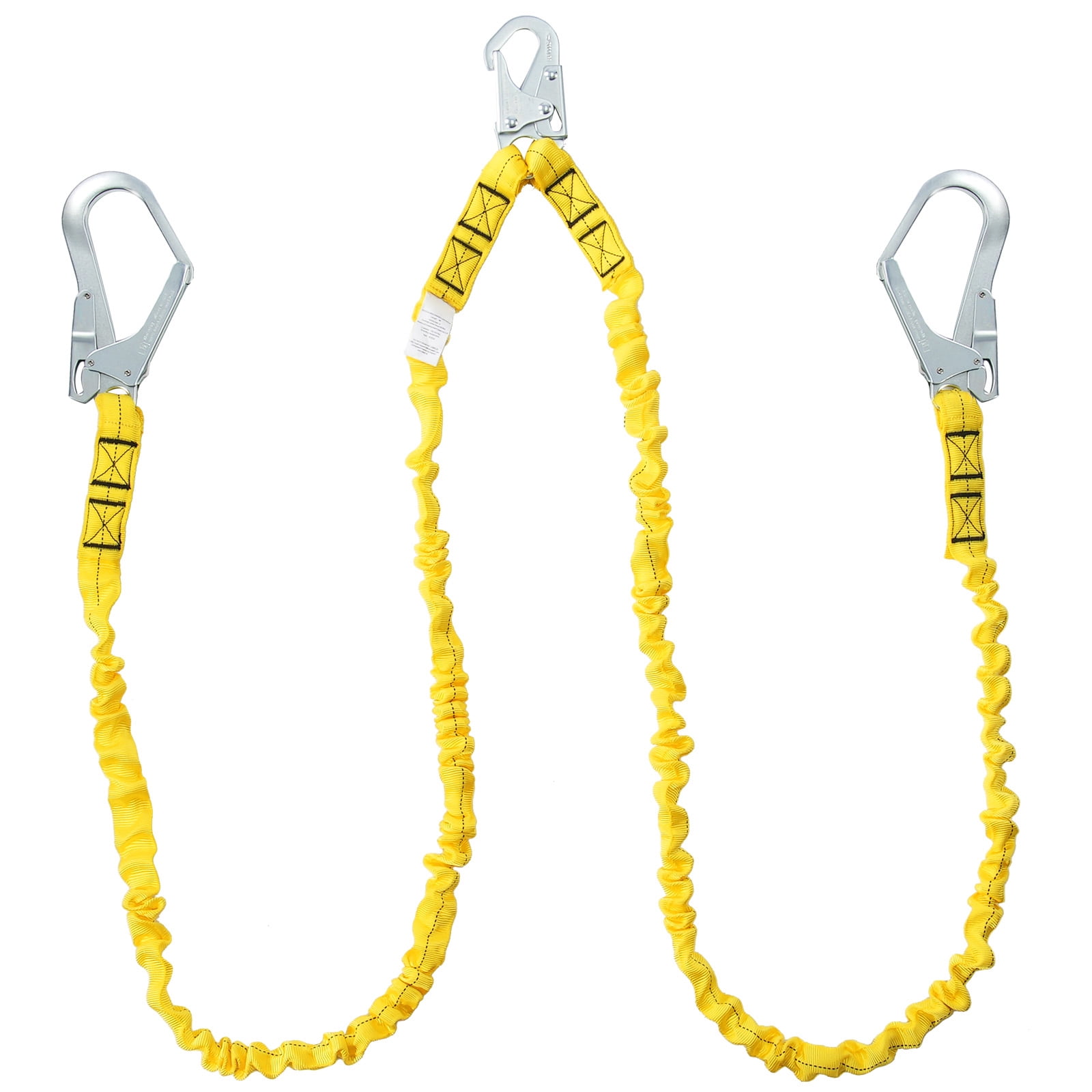 KFFKFF 38mm Protective Lanyard, 6ft Safety Cord with Dual Alloy Snap Hooks, Flexible Security Strap for Tree Climbing, Indoor/Outdoor Use, 38KN Tensile Strength, Yellow