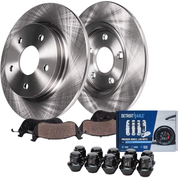 Detroit Axle - REAR Brake Kit for 2013-2016 Ford Fusion 2013-2014 Lincoln MKZ Disc Brake Rotors Wheel Lug Nuts Ceramic Brake Pads: 11.89" Rotor
