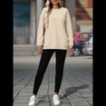 thumbnail image 4 of Sudadera de Gran Tamaño para Mujer, Cuello Redondo, Larga, Jersey de , Ropa de Moda de Otoño con Bolsillo Albaricoque M, 4 of 9
