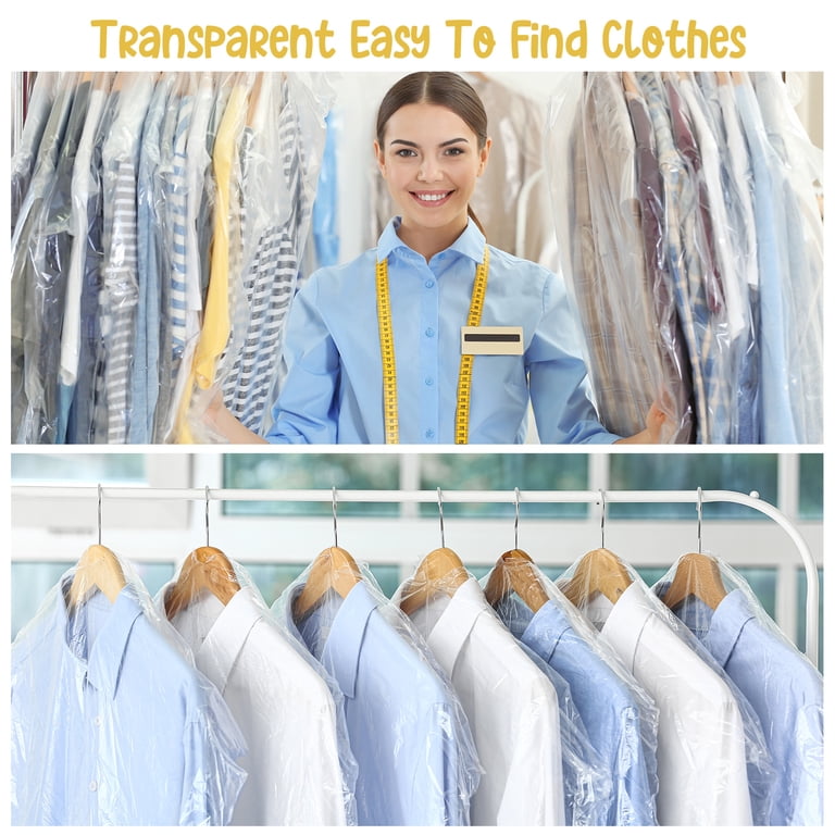 MIDELONG 10 Pack Clear Garment Bags - 60x90cm Dust-Proof Hanging Clothes Protectors For Closet Storage