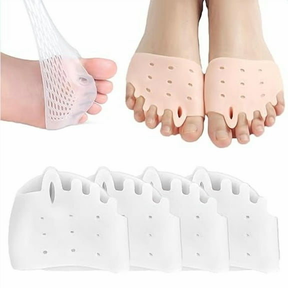 Hyggear Silicone Toe Separator, Hyggear Toe Separators, Hyggear Toe Spacers, 4 Pairs, Ball of Foot Cushions, Breathable & Soft, For Men & Women (4 Pairs)White