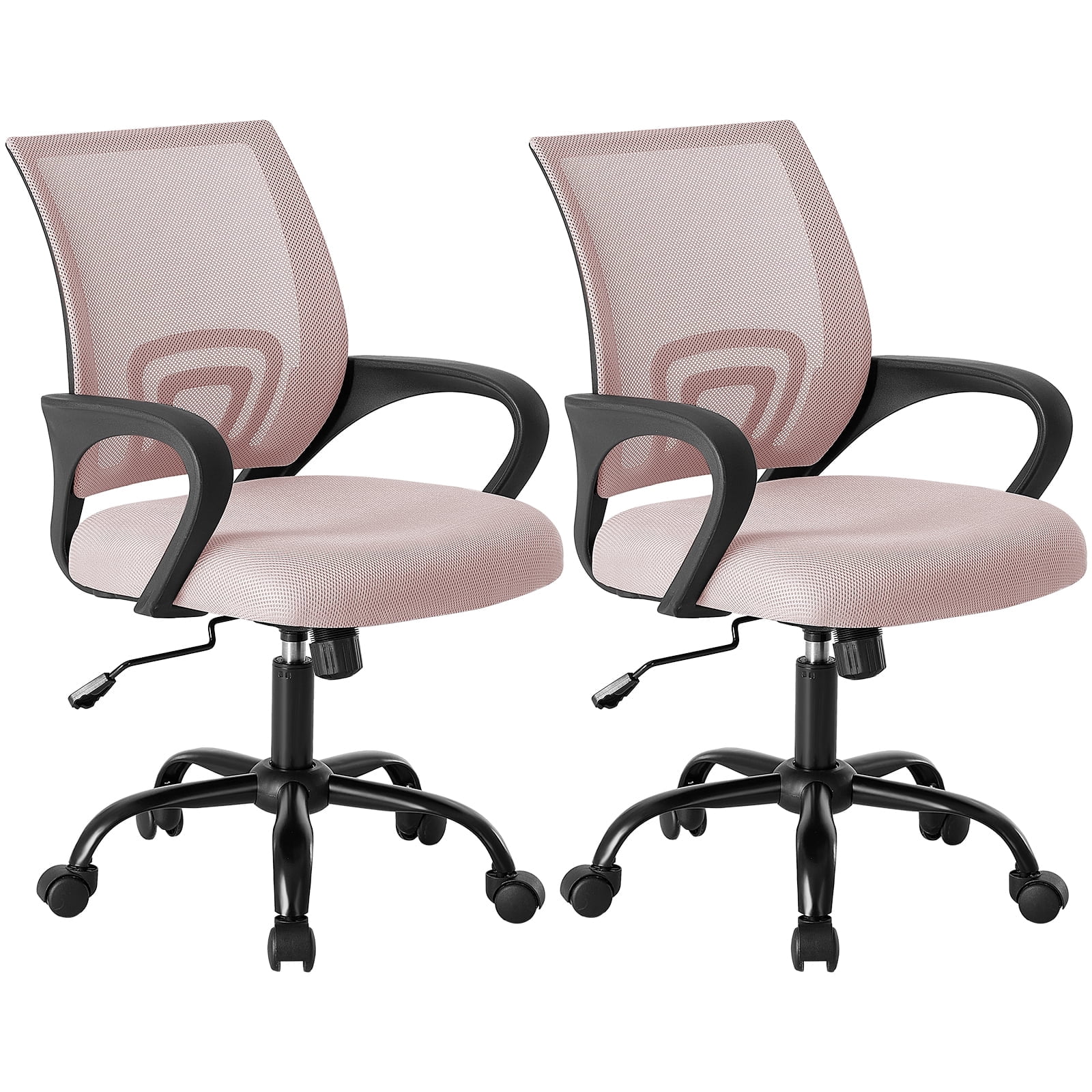 Sweetcrispy 250 lb Ergonomic Office Chair, Mesh Desk Chair with Lumbar Support & Adjustable Height, Rolling Computer Chair for Home Office, Pink