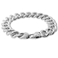 thumbnail image 2 of QQTDFG 7-11" Classic Mens Chain Wristband 316L Stainless Steel Curb Cuban Link Bracelet-Silver-15mm wide-8 inch, 2 of 8