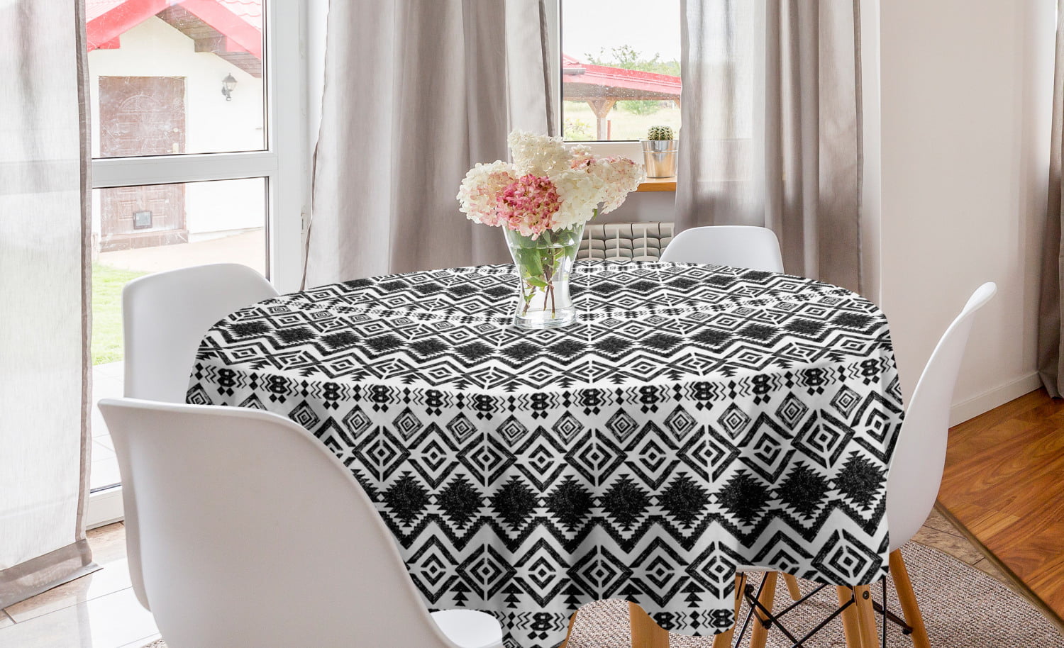 for Kitchen INTERESTPRINT Ethnic and Tribal Wavy Rectangle Tablecloth 60 x 84 Inch 
