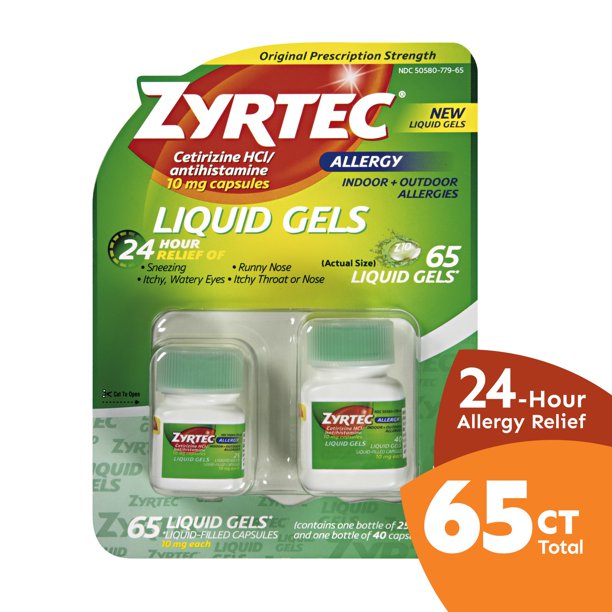 Zyrtec Allergy Liquid Gels, 24 Hour, 10 Mg, 65 Count