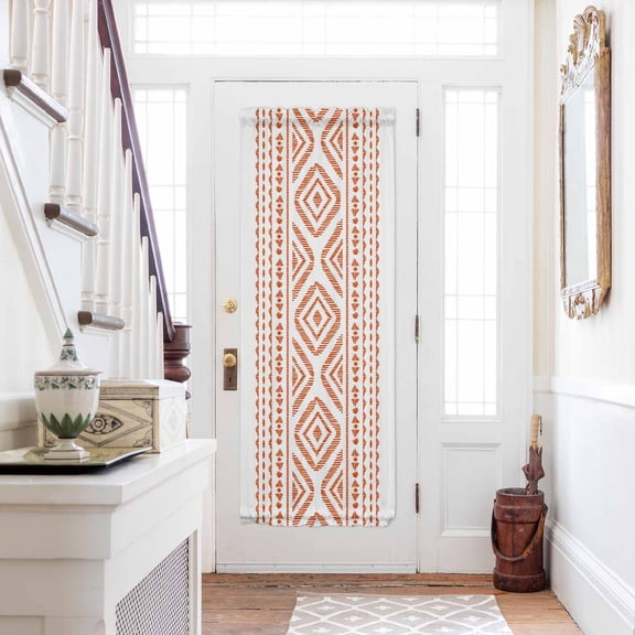 Orange Boho Door Curtains for Door Window, French Sidelight Front Back Door Curtains With Tieback, Vintage Southwestern Geometric Stripes Kitchen Rod Pocket Drapes Panel, 25"x72"