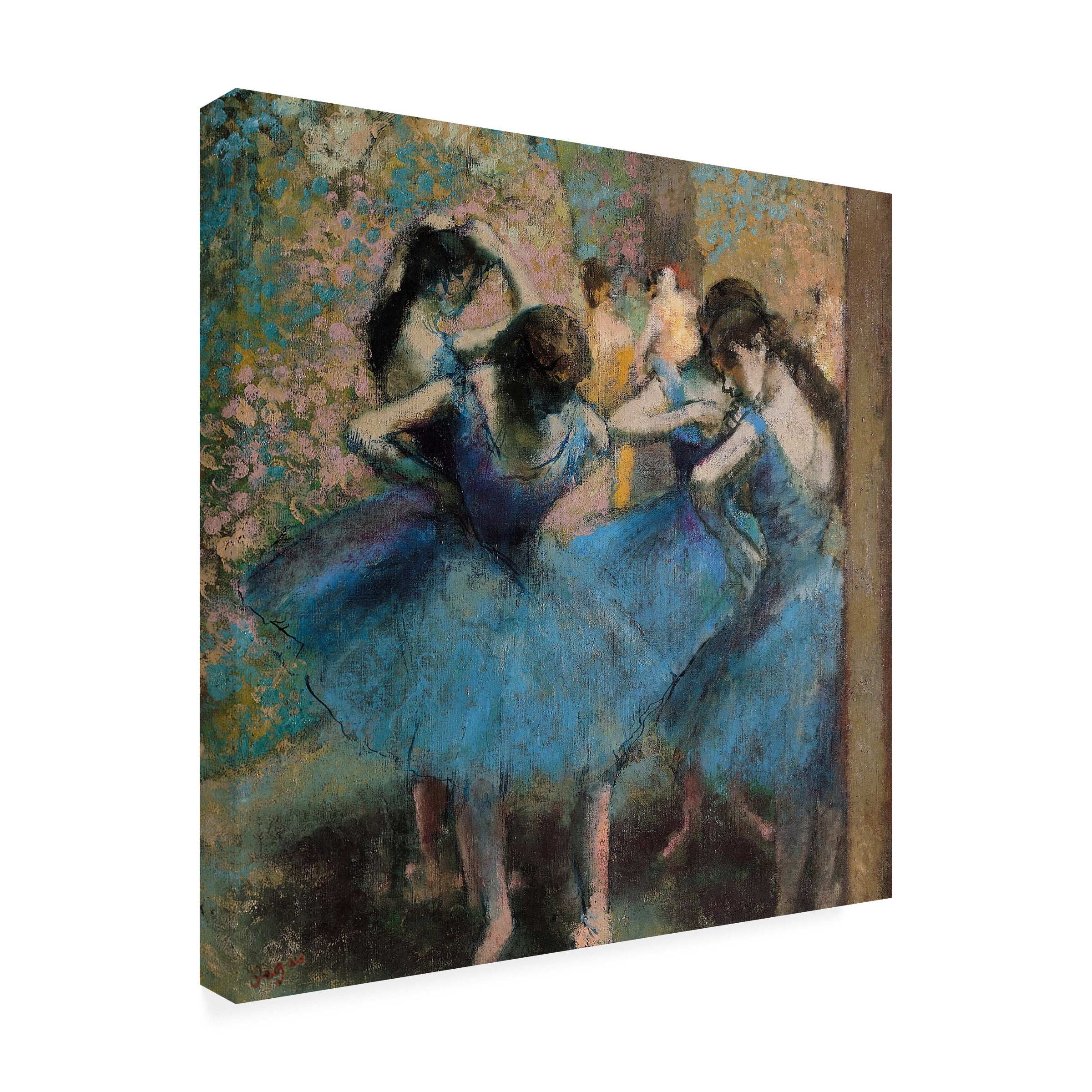 Trademark Fine Art Edgar Degas Dancers in Blue 1890 Canvas Wall Art - 18x18
