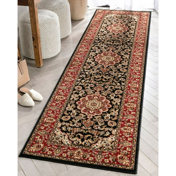 Well Woven Noble Medallion Red Green Light Blue Black Rug 2'7'' x 9'6'' Runner