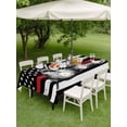 thumbnail image 4 of Outdoor Tablecloth with Umbrella Hole for Patio/Picnic/Party/Camping, American Flag Waterproof Table Cloth Rectangle Table Cover Washable, Cute Sloth Star Striped Flag Viintage Black (60"x 120"), 4 of 8
