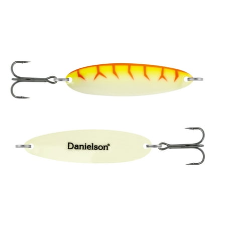 Danielson Night Fight Skagit Super Glow Casting Spoon FW Spoons Big Game 5/8oz Orange Worm