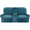 thumbnail image 2 of Housse de Causeuse Inclinable 2024 avec Console Centrale, Housse Extensible en Velours pour Fauteuil Inclinable 2 Places avec Porte-Gobelet, 2 of 10
