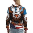 thumbnail image 7 of Picia Cartoon Bald Eagle USA Pattern Casual Women's Hoodie, Hooded Sweatshirt with Kangaroo Pocket, Comfortable Pullover with Eye-catching Drawstrings-Medium, 7 of 7