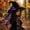 Purple, variant on halloween witch hats, Halloween Witch Hat Lace Trim Rose Chain Pointed Wide Brim Cos-tume AccessoryPurple