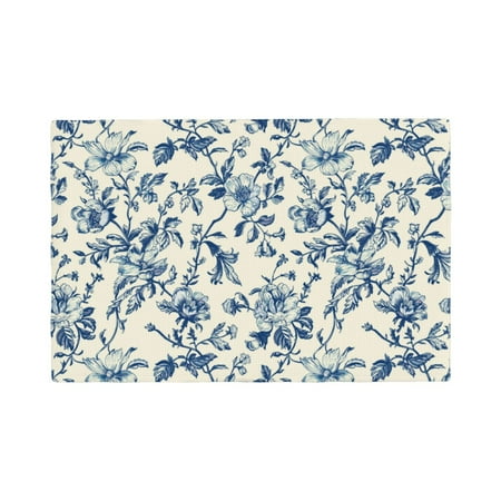 

Placemats Set of 4 Vintage Blue Floral Heat Resistant Non - Slip Place mats Waterproof table mat for Kitchen Dining-6片装