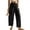 Black, variant on Airmenty Women Wide Leg Pants Summer Casual Low Waist Loose Drawstring Harem Pants Linen Beach Palazzo with Pockets