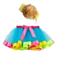thumbnail image 2 of Huowey Girls Kids Tutu Skirt Set Stylish Rainbow Elastic Waist Party Dance Ballet Tutu Skirt With Bow Headband For Toddler Baby Clothing Outfits Fashion Streetwear,Green,4-7 Years, 2 of 3
