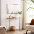 thumbnail image 4 of Boutique Home Modern Tempered Glass Console Table with Golden Metal Frame, 4 of 7