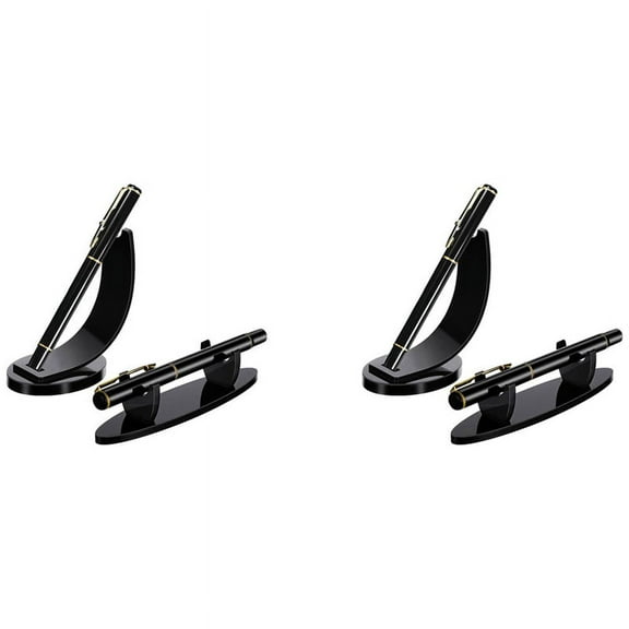 4 Pieces Acrylic Pen Holder Display Stand Pencil Fountain Ballpoint Rack (Black)