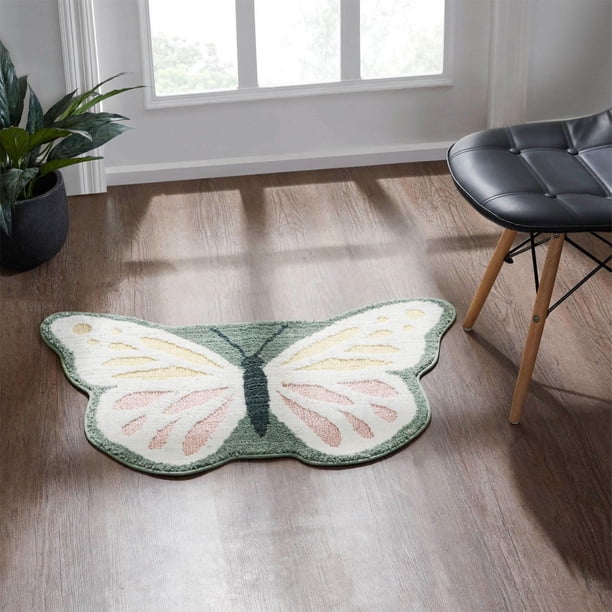 Naturestep Rug Butterfly Mainstays Multicolor Butterfly Non-Slip Scatter Rug, 24